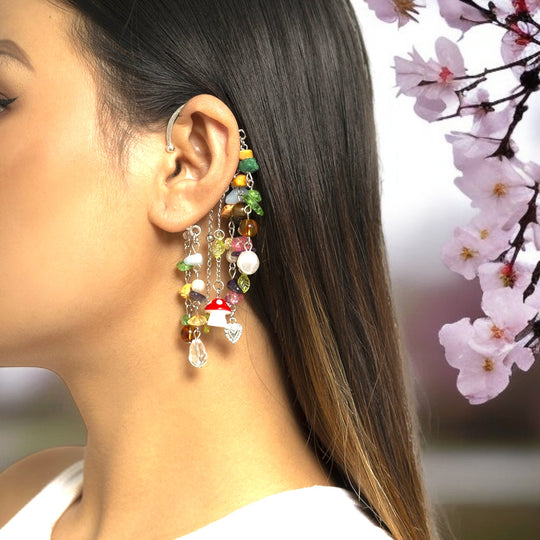 Colorful Drop Earrings - Multi-Color Earrings - Tassel Ear Cuff -  1PC