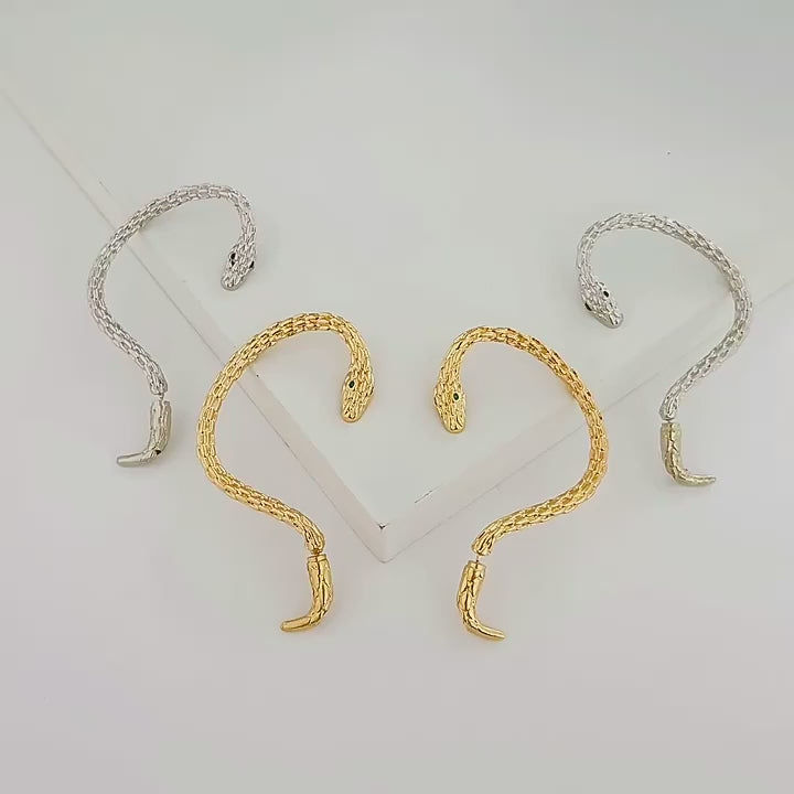 Silver Snake Earring – Single Long Cobra Statement Jewelry