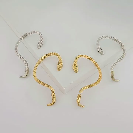 Silver Snake Earring – Single Long Cobra Statement Jewelry
