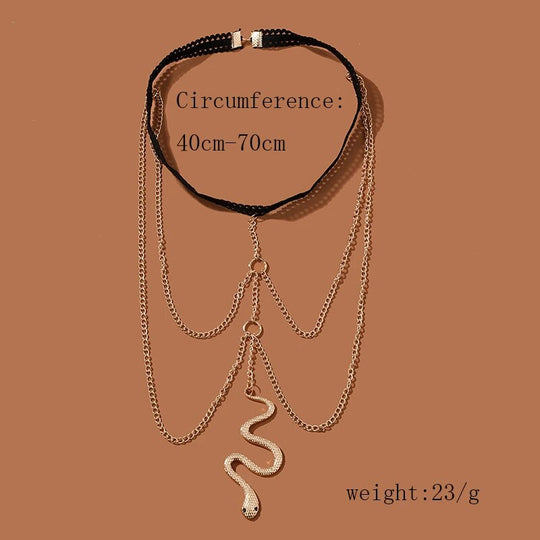 Double Chain Snake Thigh Harness - Gold Serpent Body Jewelry