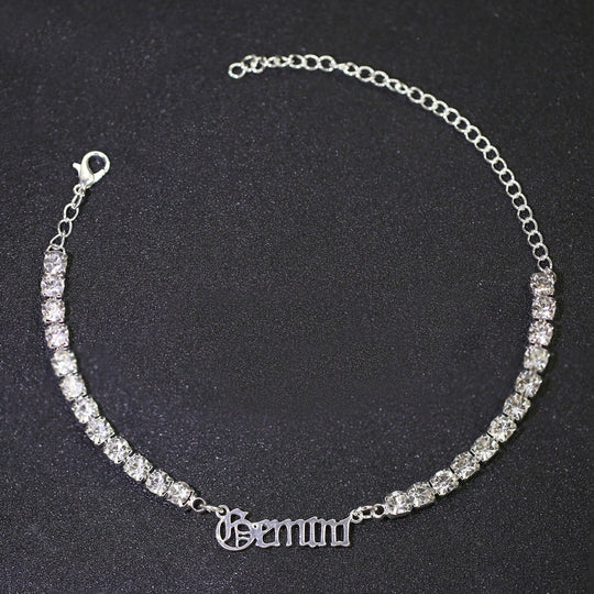 Diamond Zodiac Anklet - Personalized Tennis Chain Jewelry
