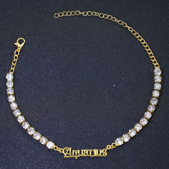 Diamond Zodiac Anklet - Personalized Tennis Chain Jewelry