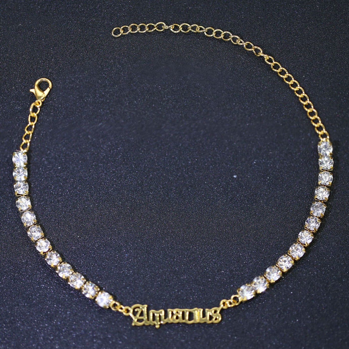Classic Ankle Bracelet - Diamond Zodiac Sign Chain - Tennis Bracelet - 1X PC