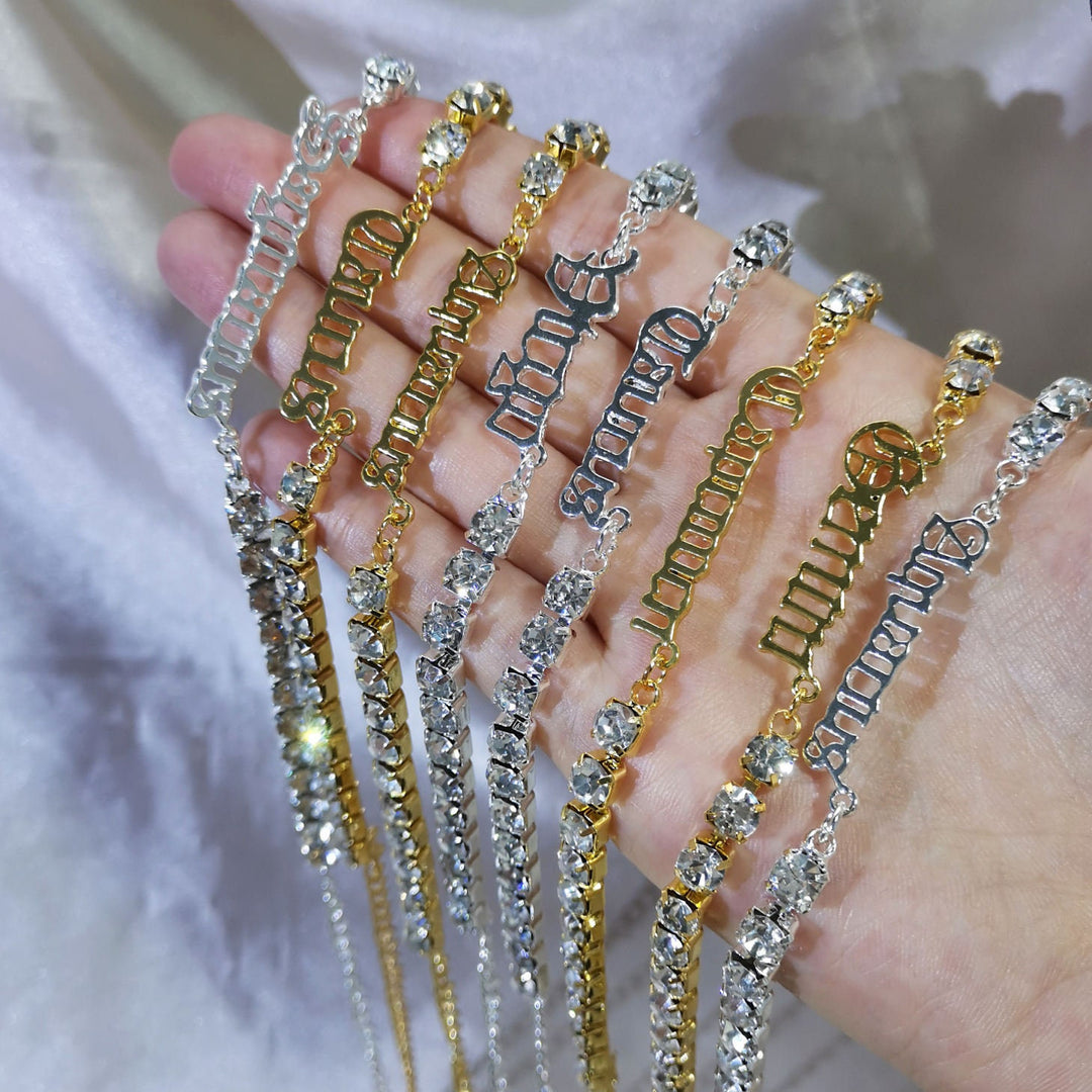 Diamond Zodiac Anklet - Personalized Tennis Chain Jewelry