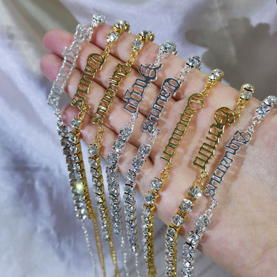 Classic Ankle Bracelet - Diamond Zodiac Sign Chain - Tennis Bracelet - 1X PC