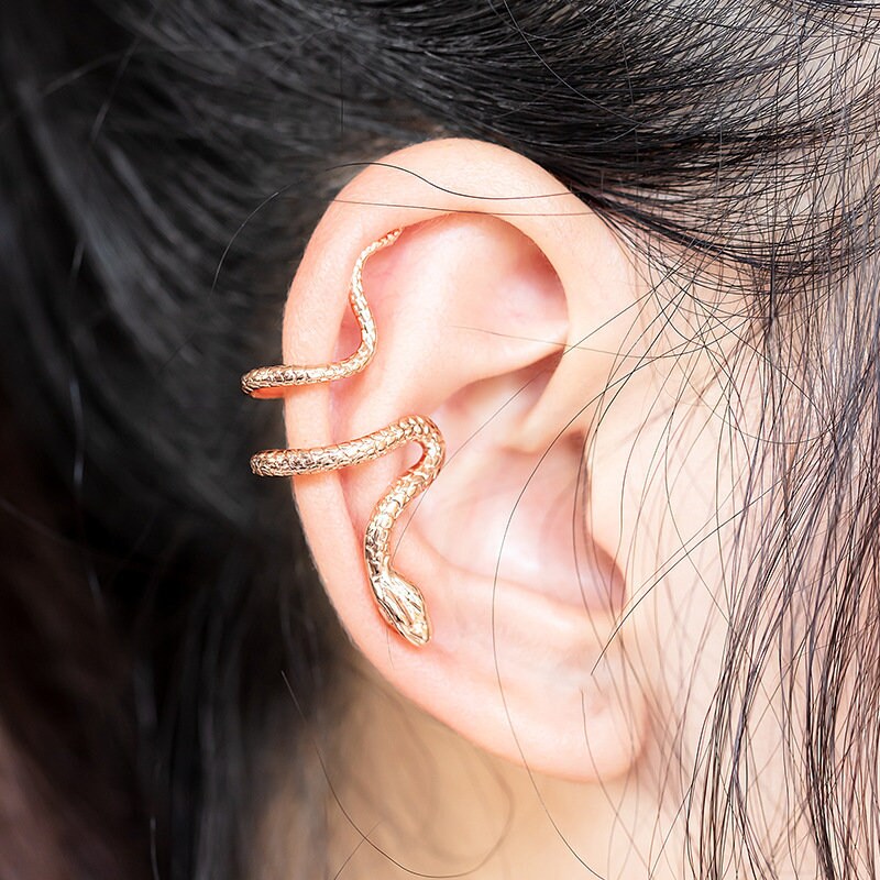 Fashion Brass Snake Non-Piercing Ear Cuff Earring 1PC | Snake Earrings | Snake Studs | Serpent Ear Cuff | Gothic earrings |Snake Ear Cuff