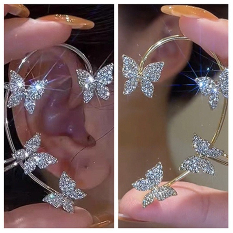 Non-Piercing Ear Cuff Butterfly Earrings | Butterflies Ear Cuff |Non Pierced Earrings | Butterfly Jewelry | Party Earrings |Wedding Earrings