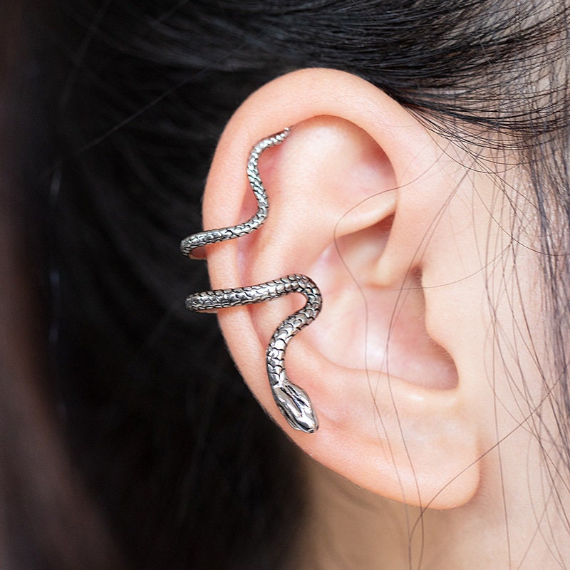 Fashion Brass Snake Non-Piercing Ear Cuff Earring 1PC | Snake Earrings | Snake Studs | Serpent Ear Cuff | Gothic earrings |Snake Ear Cuff