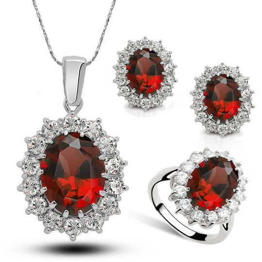 Cubic Zircon 3 Piece Set – Necklace, Earrings & Ring Luxury