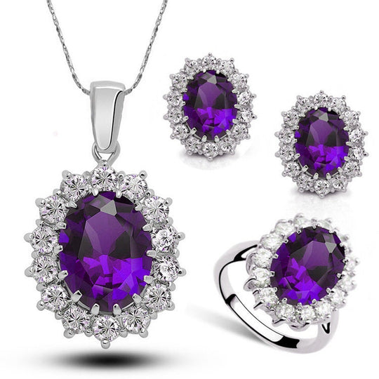 Cubic Zircon 3 Piece Set – Necklace, Earrings & Ring Luxury