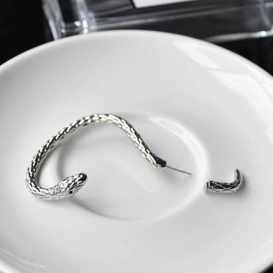 Silver Snake Earring – Single Long Cobra Statement Jewelry
