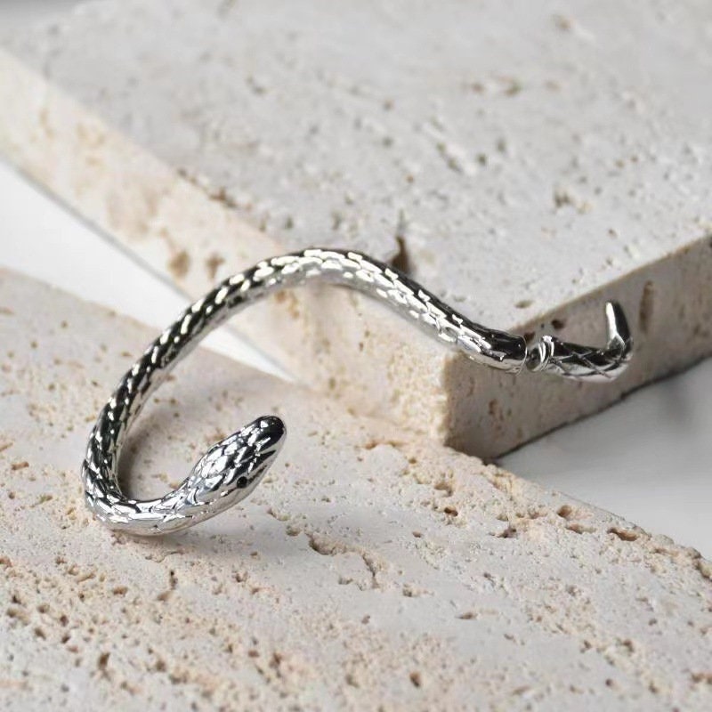 Silver Snake Earring – Single Long Cobra Statement Jewelry