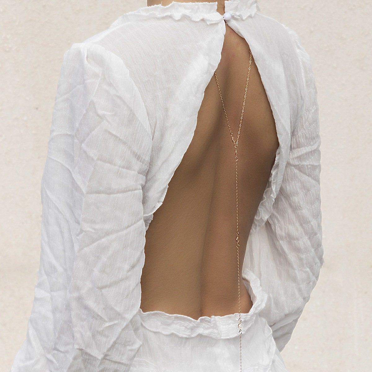 Simple Back Chain | Backdrop Necklace | Open Back Necklace | Pearl Y Necklace | Low Back Jewelry | Bridal Jewelry