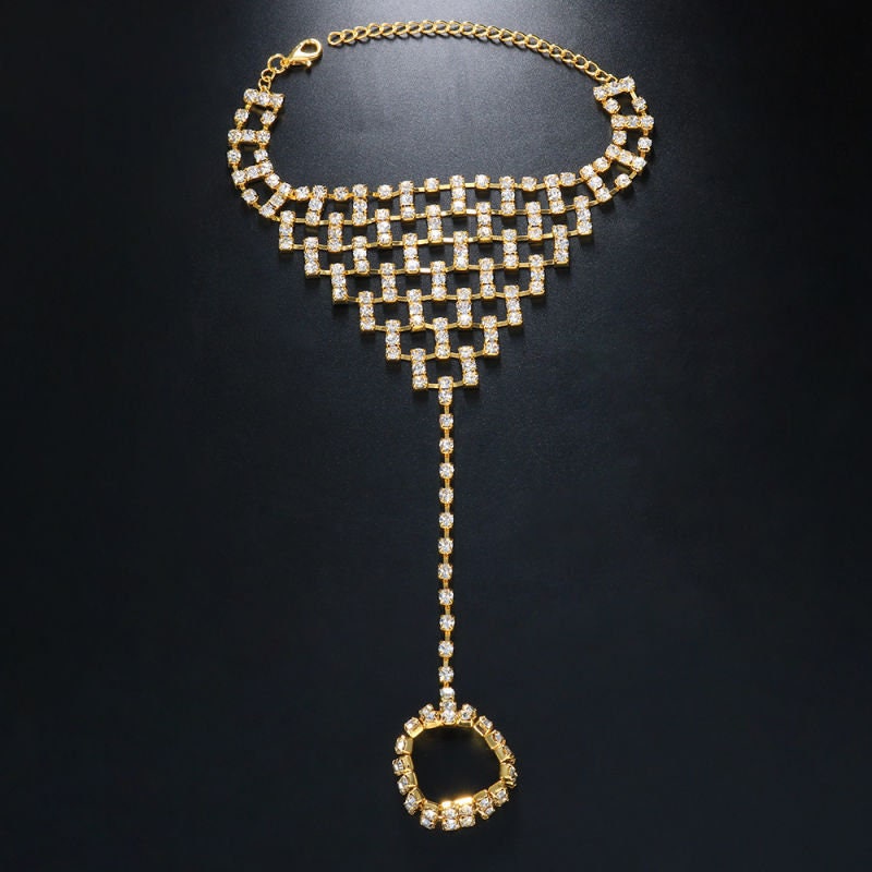 Crystal Hand Chain & Barefoot Sandal - 2-in-1 Gift for Women