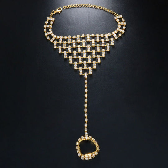 Crystal Hand Chain & Barefoot Sandal - 2-in-1 Gift for Women