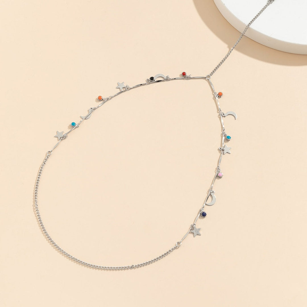 Star Moon Pendant Leg Chain - Celestial Beaded Body Jewelry