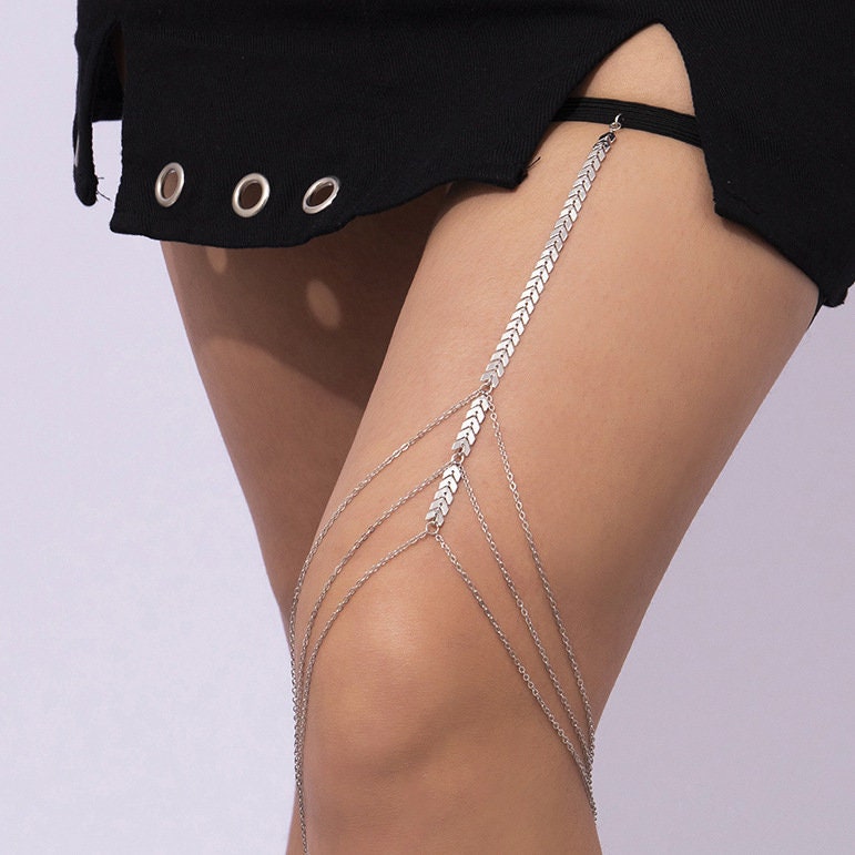Wheat Shape Leg Chain | Bikini Body Bridal Jewelry | Layered Leg harness | Bikini Leg Chains Body Pendant | Wheat Shape Thigh Chain