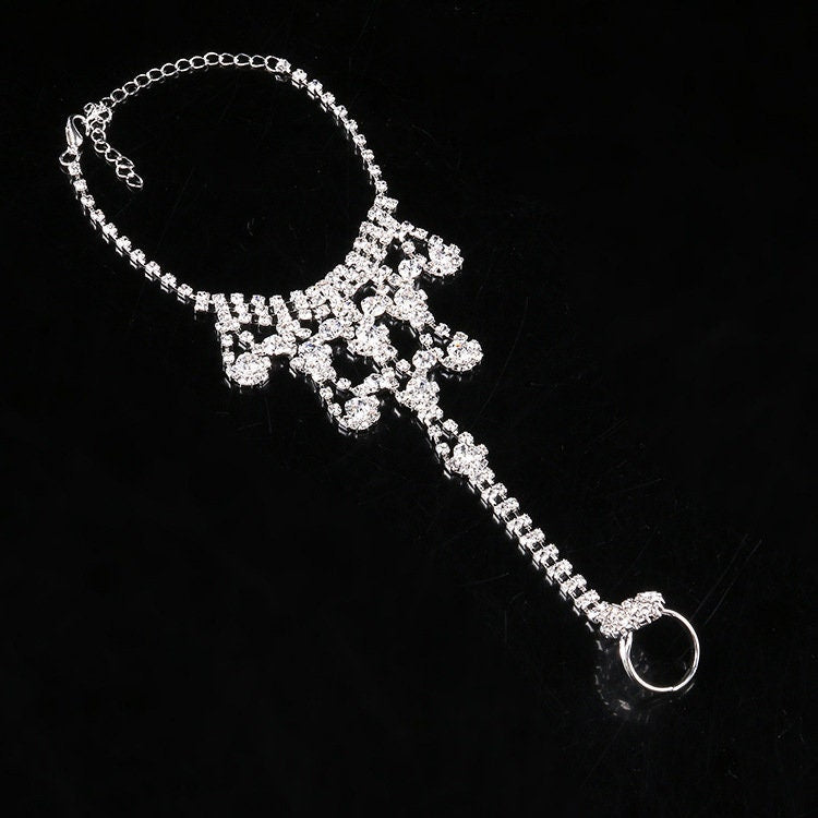 Flower Crystal Barefoot Sandal - Single Bridal Beach Wedding