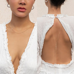 Simple Crystal Back Chain | Crystal Body Chain | Pearl Backdrop | Modern Bride Gift | Unique Open Back Chain | Bridal Jewelry
