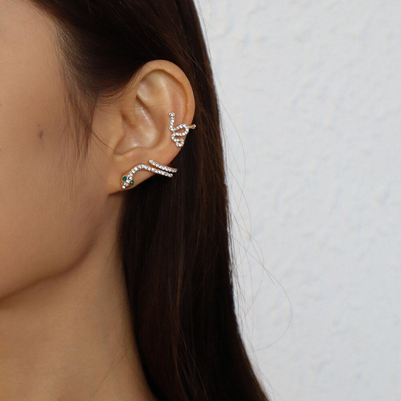 Snake Earring Set | Cobra Earrings | Snake Lover Gift | Reptile Jewelry | Snake Ear Piece | Long Snake Earrings | Silver Charm Snake