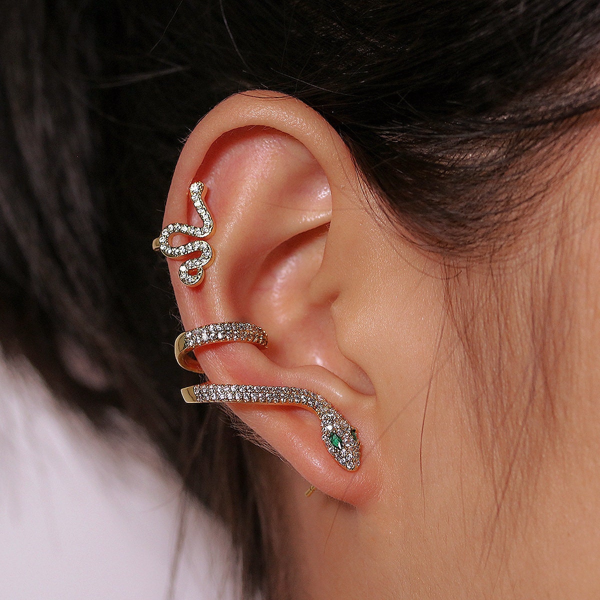 Snake Earring Set | Cobra Earrings | Snake Lover Gift | Reptile Jewelry | Snake Ear Piece | Long Snake Earrings | Silver Charm Snake