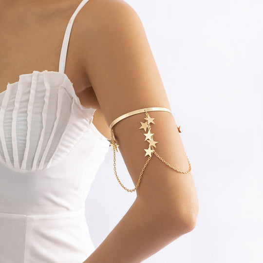 Sparkly Star Upper Arm Chain - Adjustable Bridal Arm Bracelet