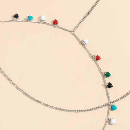 Multicolor Heart Leg Chain - Gold & Silver Thigh Body Jewelry