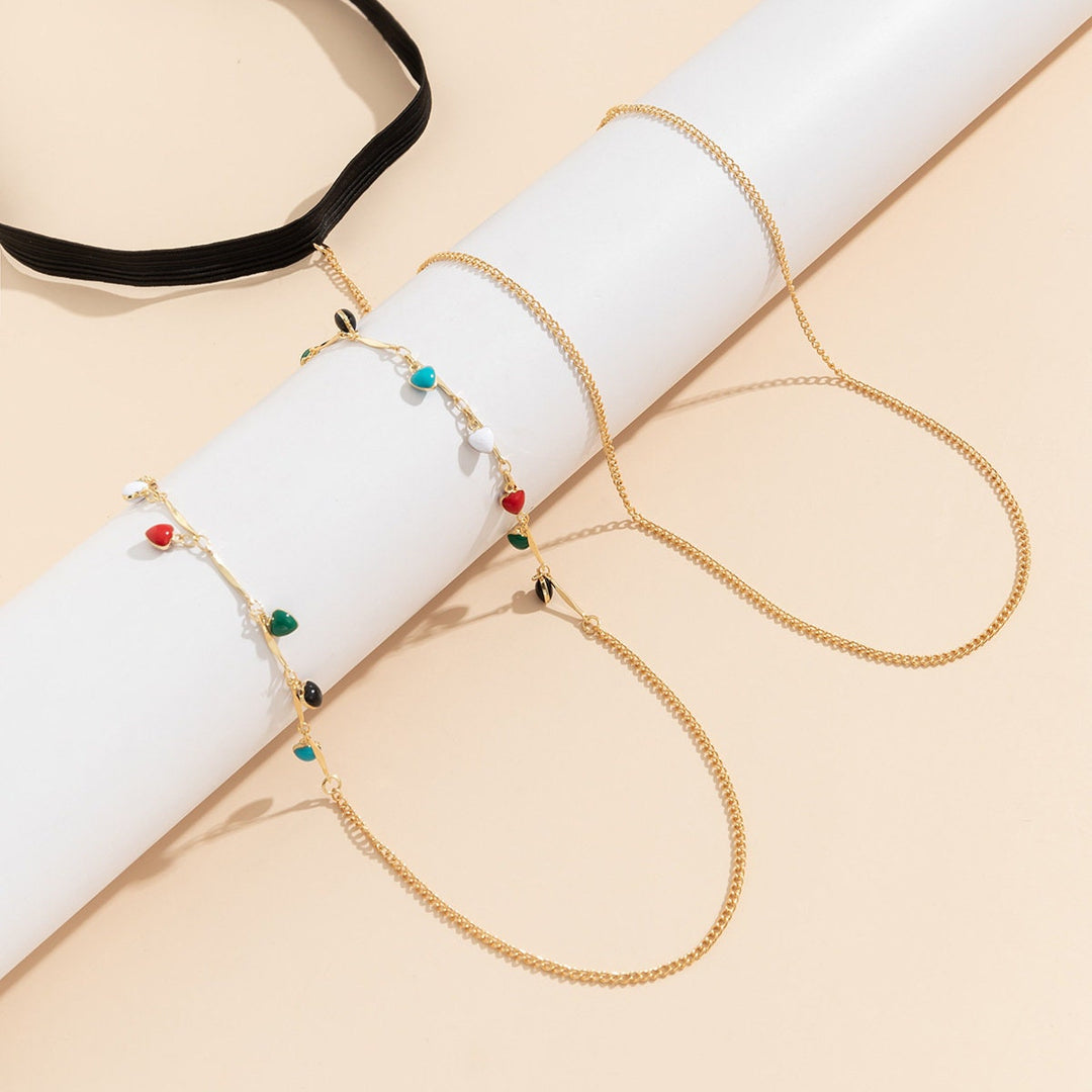 Multicolor Heart Leg Chain - Gold & Silver Thigh Body Jewelry