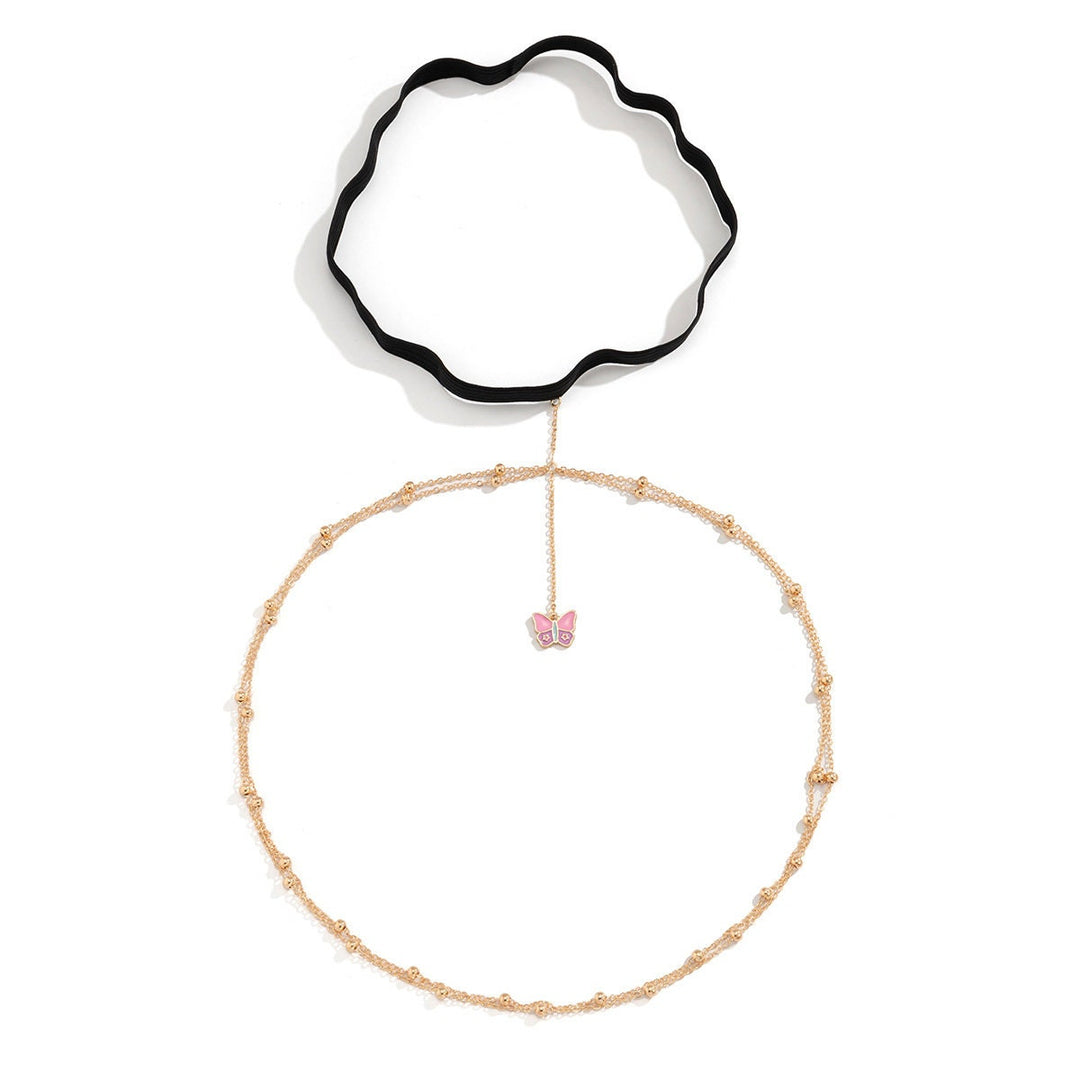 Butterfly 2 Tier Chain - Delicate Gold Beaded Leg Accessory