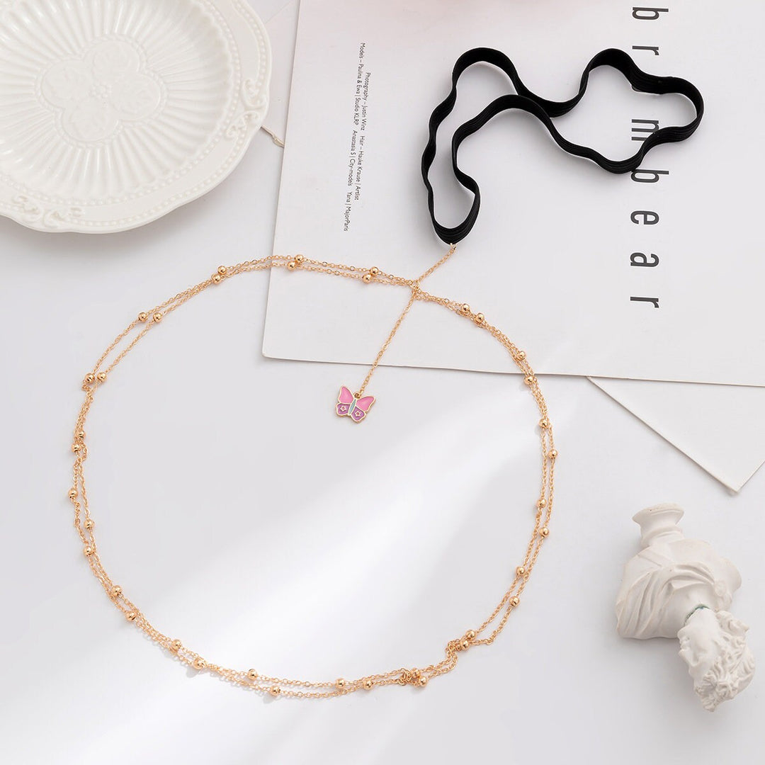 Butterfly 2 Tier Chain - Delicate Gold Beaded Leg Accessory