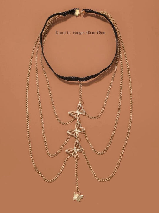 Women sexy Butterfly leg Chain - Cascading Thigh Body Jewelry