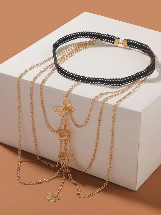 Women sexy Butterfly leg Chain - Cascading Thigh Body Jewelry