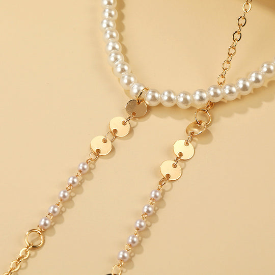 Pearls Bridal Back Necklace - Bridal Backdrop Necklace - Pearl Backdrop Necklace