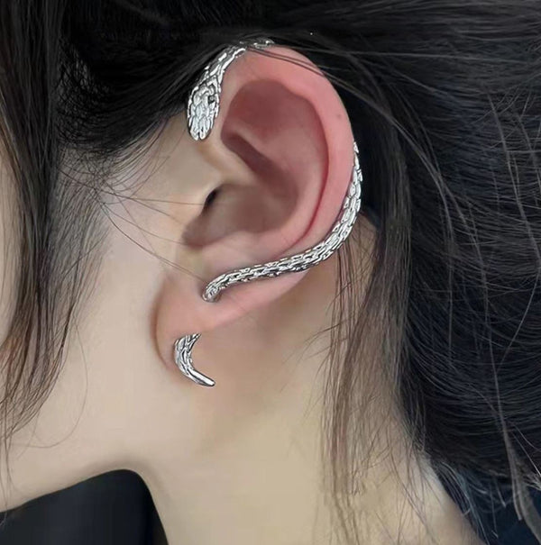 Silver Snake Earring | Cobra Earrings | Snake Lover Gift | Reptile Jewelry | Snake Ear Piece | Long Snake Earrings | Silver Charm Snake