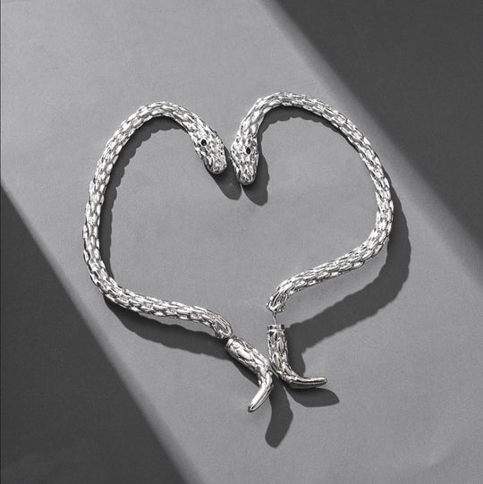 Silver Snake Earring – Single Long Cobra Statement Jewelry