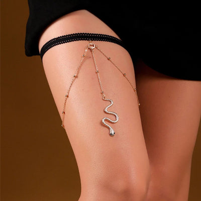 Single Layered Snake Leg Chain - Layered Leg harness - Body Pendant Snake Charm