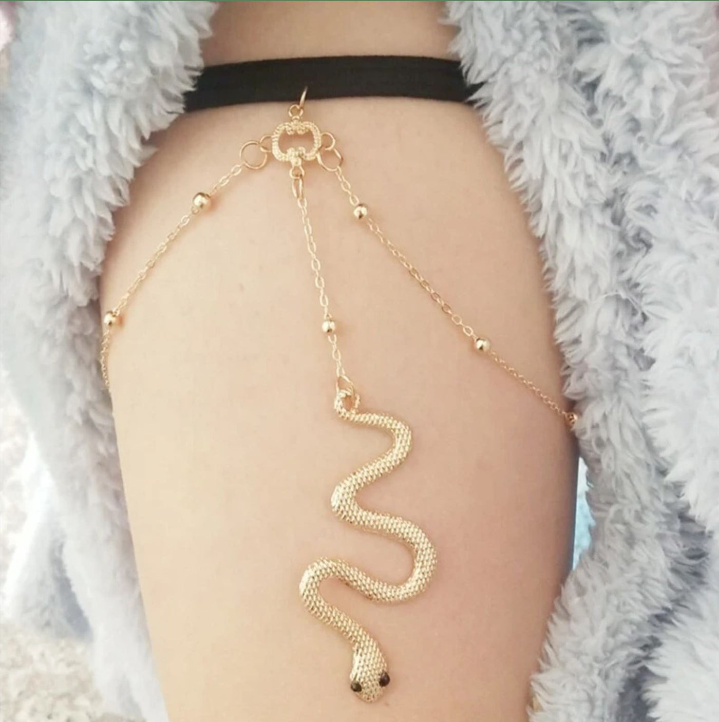 Single Layered Snake Leg Chain - Layered Leg harness - Body Pendant Snake Charm