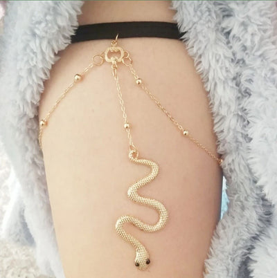 Single Layered Snake Leg Chain - Layered Leg harness - Body Pendant Snake Charm